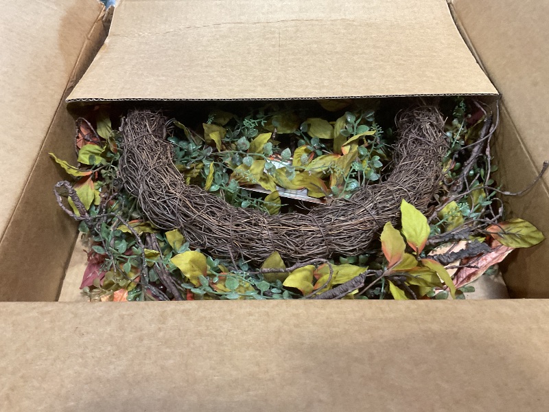 Photo 1 of 26 Inch Fall Wreaths for Front Door Burgundy Berry Wreath with Leave, Large Autumn Wreath Decor on Grapevine for Farmhouse Front Door Wall Window Home Decoration and Christmas Thanksgiving Celebration