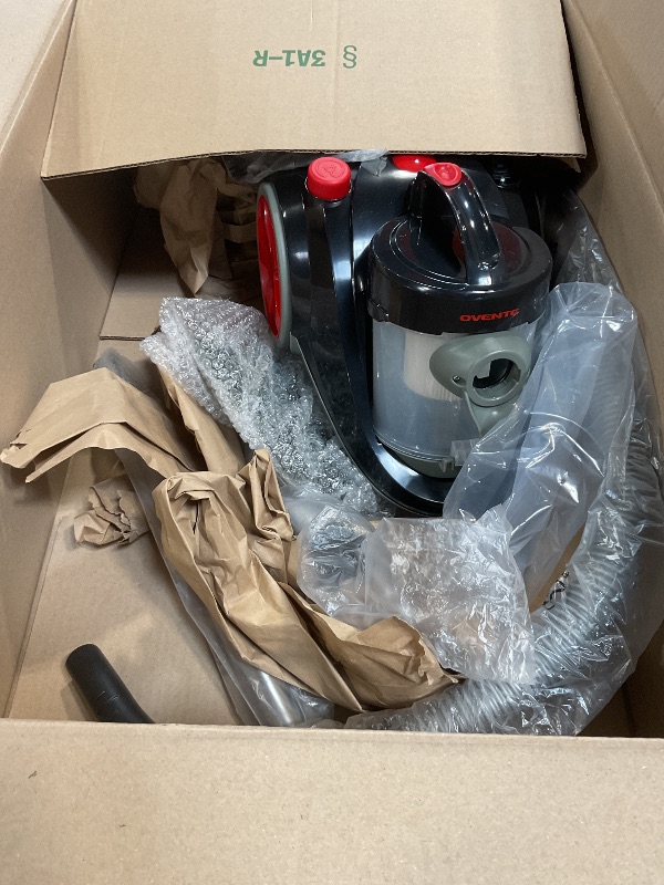 Photo 1 of ***UNKNOWN DAMAGES *** OVENTE Bagless Canister Vacuum Cleaner with Powerful Multi-Surface Suction, Telescoping Wand and Automatic Cord Rewind, Lightweight Corded Cleaning Machine for Hard Floors and Carpets, Black ST2000