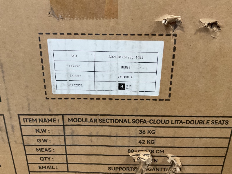 Photo 1 of *** PARTIAL SET ***Vesgantti 108" U Shaped Sectional Couch, Comfy Cloud Modular Sectional Sofa with 2 Ottoman Deep Seat Chenille Modern Cloud Sofa, Modular Sofas for Living Room, Bedroom and Apartment, Beige