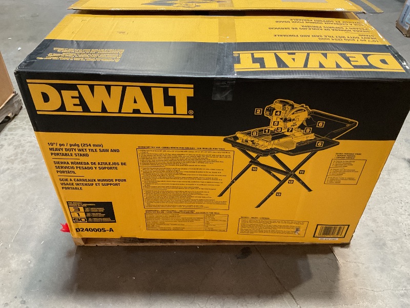 Photo 1 of *** FOR PARTS ONLY/ MISSING ASSEMBLY PIECES TO BE FUNCTIONAL &  SAW IS DAMAGED *** DEWALT Wet Tile Saw with Stand, 10-Inch, Corded (D24000S)