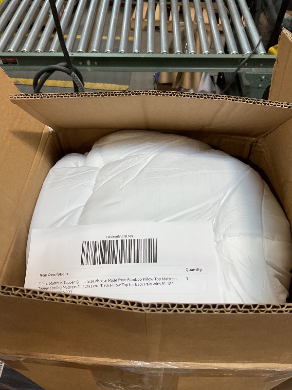 Photo 1 of 3 Inch Mattress Topper Queen Size,Viscose Made from Bamboo 2In Extra Thick Mattress Topper Pillow Top,Cooling Mattress Pad for Back Pain with 8"-18" Deep Pocket(60"x80")
