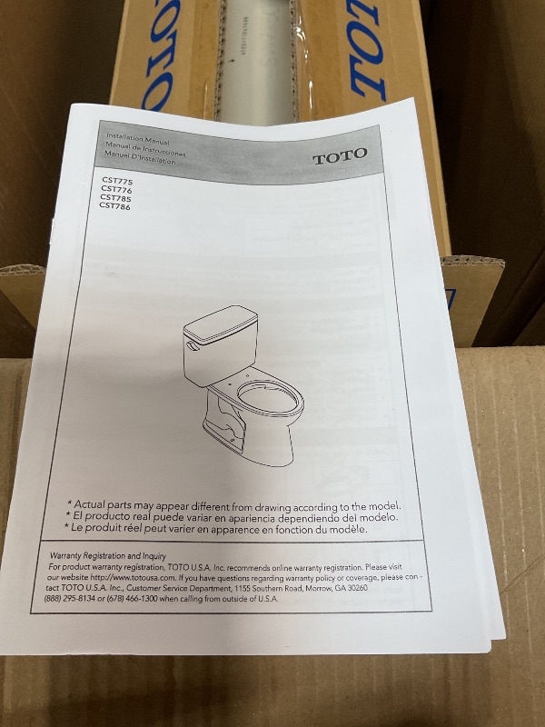 Photo 1 of **TANK AND LID ONLY**TOTO Drake Two-Piece Elongated 1.6 GPF Universal Height TORNADO FLUSH Toilet with CEFIONTECT, Cotton White - CST776CSFG#01