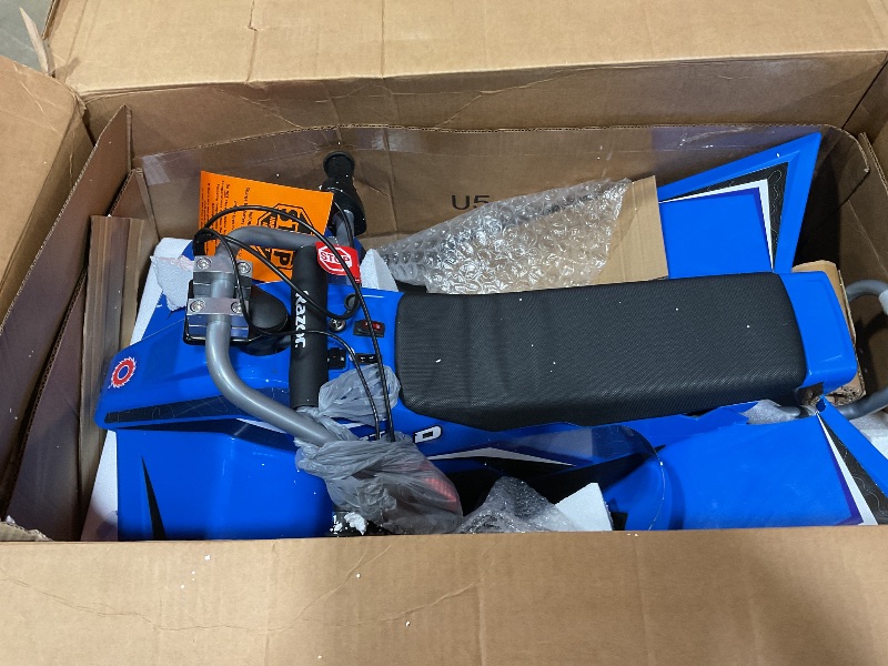 Photo 1 of *** USED, MINOR DAMAGE ***Razor Kids Electric Mini Dirt Quad Bike 4 Wheeler ATV 24 Volt, Blue (Open Box)