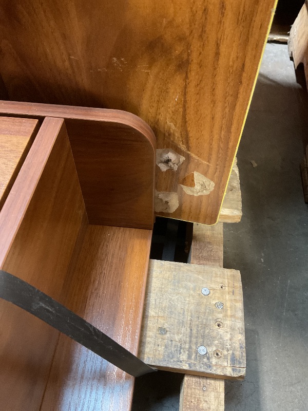 Photo 1 of *** USED, MISSING HARDWARE, MAJOR DAMAGE ***Arulvmrn Vanity Desk with 35.12" HD Lighted Mirror, 46.85" Big Modern Vanity Desk with Mirror and Lights, Makeup Vanity with 7 Drawers and Storage Shelves and Charging Station, Walnut