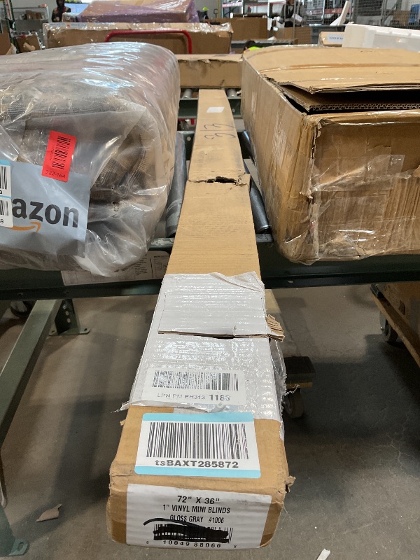 Photo 1 of ***MINOR DAMAGE***CHICOLOGY Mini Blinds for Indoor Windows – 72"W x 36"H, Gray Horizontal Vinyl Blinds | Cordless | Easy to Install | Sleek Low-Profile Fit for Doors, Offices, Kitchens & Apartments