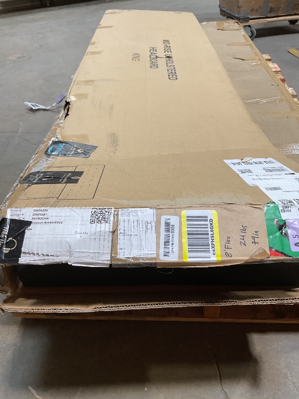 Photo 1 of *** USED, MINOR DAMAGE, UNKNOWN MISSING HARDWARE***Lucid Mid-Rise Upholstered Headboard - Diamond Tufted - Padded Polyester - Adjustable Height from 34” to 46” - Easy Assembly - Bed Frame or Wall Mount - Sturdy - Charcoal - King / Cal King Size