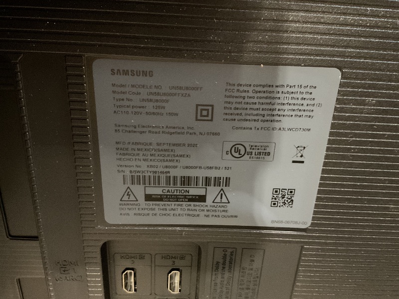 Photo 1 of *** USED, MISSING FEET ***Samsung 58-Inch Class Crystal UHD U8000F 4K Smart TV (2025 Model) Endless Free Content, Crystal Processor 4K, MetalStream Design, Knox Security, Alexa Built-in