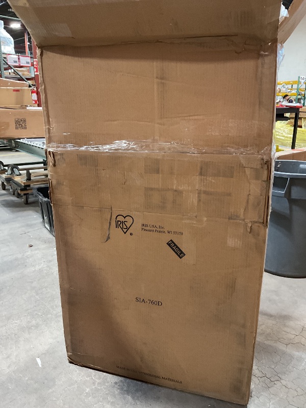 Photo 1 of *** MAJOR DAMAGE TO ONE TUB***IRIS USA WeatherPro 21 Gallon Lockable Storage Bins with Lids, 4 Pack - Made in USA, Heavy Duty, Stackable Containers, Garage Organizing Tubs, Rugged Sturdy Equipment Utility Box - Black/Yellow