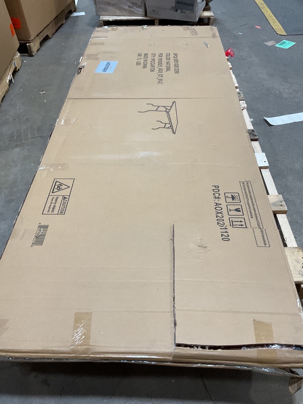 Photo 1 of *** MINOR DAMAGE SCRATCHES***Flash Furniture Fielder 8' Rectangular All-Occasion Wood Folding Event Table, Foldable Portable Banquet Table with Wooden Top, Natural/Black