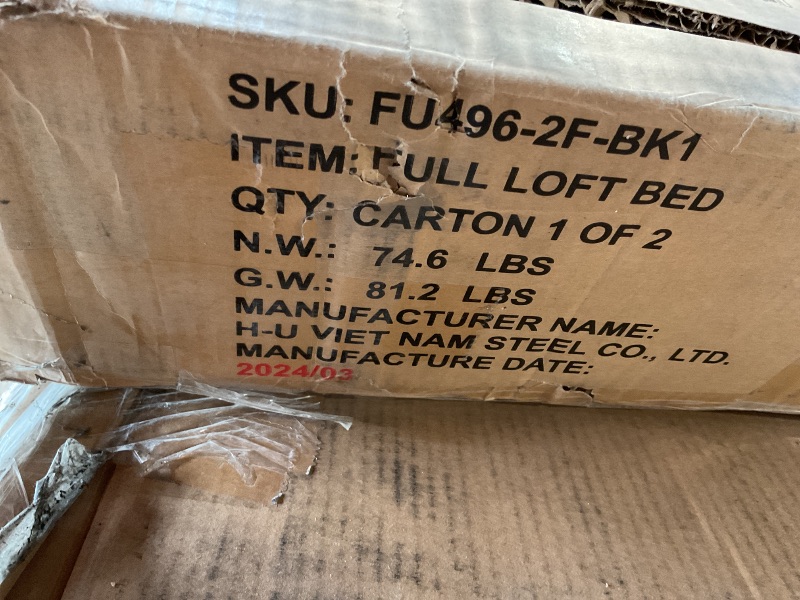 Photo 1 of ***partial set box 1of 2 only 
Twin Over Twin Bunk Bed With Led Lights And Charging Station Convertible Loft Bed Twin Size With Desk And Seat Metal Bunk Bed With Desk & Safety Guard And Stair(cushion Not Included)