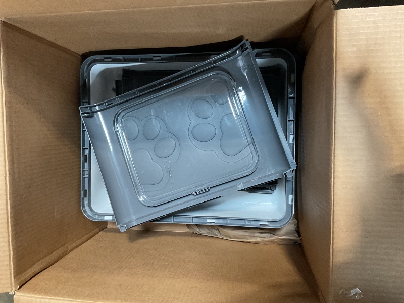 Photo 1 of **missing spoon*Medario Cat Litter Box with X-Large Litter Mat and Scoop, Large Foldable Litter Box with Lid, Enclosed Kitty Box,Front Top Entry Exit, Odor Control Easy to Clean (Upgrade Dark Grey)