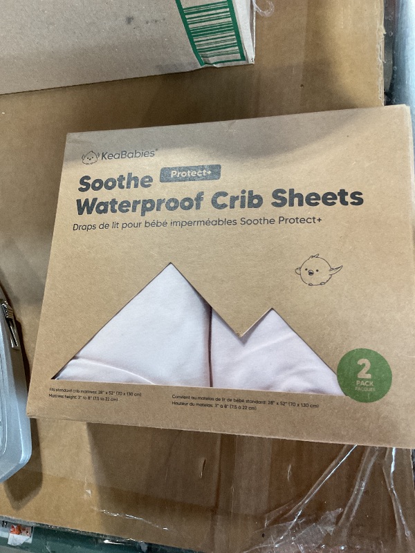Photo 1 of 2-Pack Waterproof Crib Sheets for Boys, Girls - 52x28 Fitted Organic Cotton Baby Crib Sheets, Toddler Mattress Protector Cover, Washable, Soft & Durable Baby Bedding Essentials (Mist Rose)