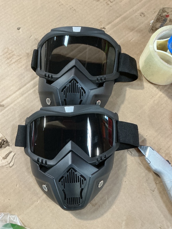 Photo 1 of 2 Pcs Paintball Mask Anti Fog,Tactical Full Face Mask Ski Mask Goggles Detachable Adjustable,Motorcycle Riding Face Protection (2black)
