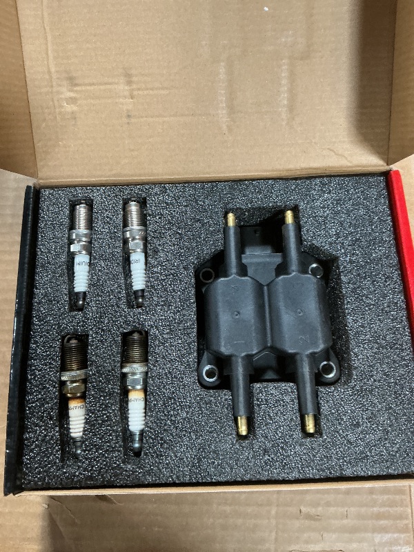 Photo 1 of **TWO PLUGS USED SEEN IN PHOTO**A-Premium 1x Ignition Coil Pack and 4x Iridium Spark Plugs Compatible with Dodge Neon 1995-1996, Stratus 1995-1996 & Plymouth Breeze 1996, Neon 1995-1996, 2.0L, Replace# E8BZ12029B