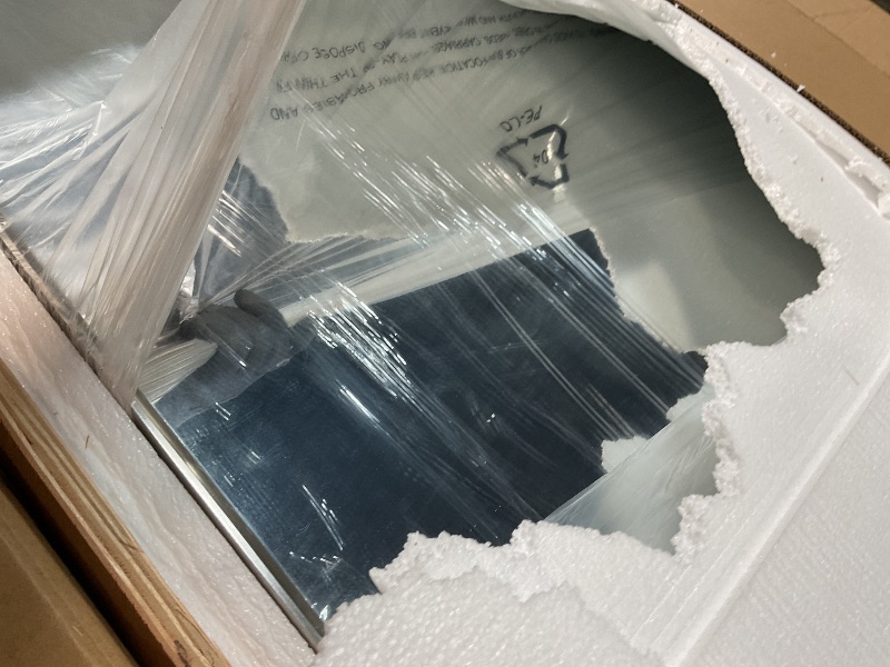 Photo 1 of ****GLASS SCRATCHED*****TokeShimi 60"x 40" Bathroom Mirror Backlit with Brushed Nickel Frame, Dimmable Backlight LED Lighted Vanity Mirror with Shatter-Proof, Memory, 3 Colors, Anti-Fog Mirror with HD Tempered Glass