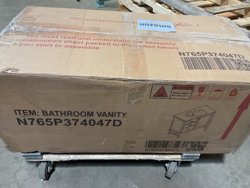 Photo 1 of *** USED, MAJOR DAMAGE***Christopher Knight Home Pyke 36 Inch Bathroom Vanity with Sink, MDF Frame with Ceramic Sink, One Door with Flip-Up Storage and Dual Drawers, Metal Handles, Storage Cabinet, Toilet Organizer, Walnut