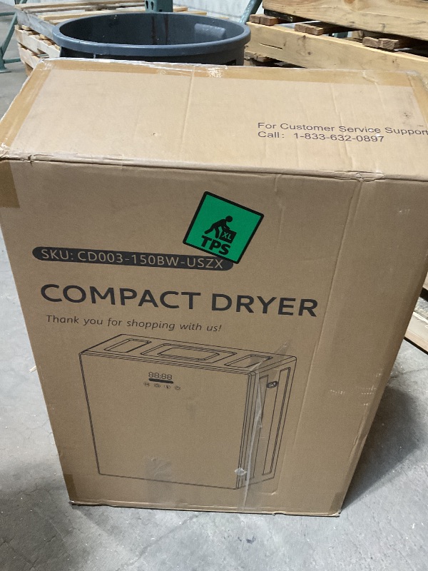 Photo 1 of *** USED ***EUHOMY 1.5 Cu.ft. Portable Clothes Dryer, 850W Compact Dryer with Exhaust Hose, Mirror Finish, LCD Touch Panel, 4 Drying Modes, 5.5lbs Capacity, Portable Dryer for Apartments, Dorms, Rvs, Black&White