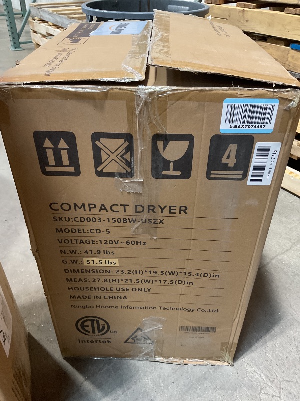 Photo 1 of *** USED ***EUHOMY 1.5 Cu.ft. Portable Clothes Dryer, 850W Compact Dryer with Exhaust Hose, Mirror Finish, LCD Touch Panel, 4 Drying Modes, 5.5lbs Capacity, Portable Dryer for Apartments, Dorms, Rvs, Black&White