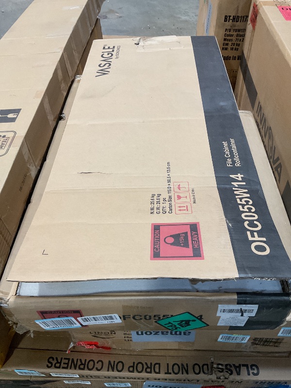 Photo 1 of *** MINOR DAMAGE ***VASAGLE 3-Drawer Vertical File Cabinet, Filing Cabinet for Home Office, Printer Stand, with 3 Lockable Drawers, Adjustable Hanging Rail, for A4 and Letter-Size Files, Cloud White UOFC055W14