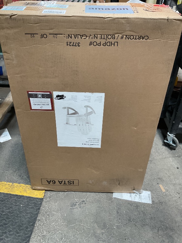 Photo 1 of *** ONE CHAIR ONLY***Jayde White Solid Wood Outdoor Adirondack Rocking Chair Set of 2 by Linon