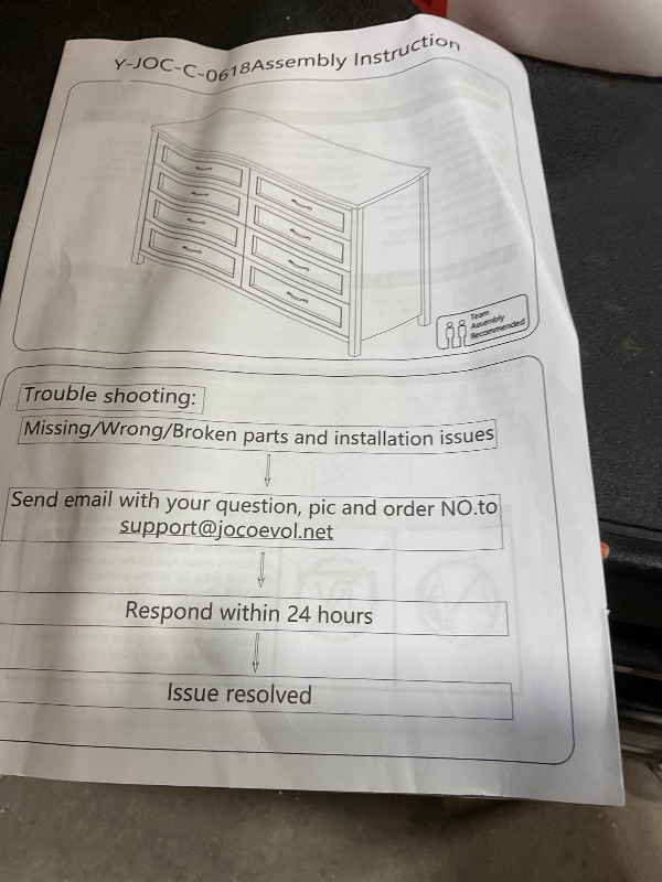 Photo 1 of *** USED, UNKNOWN, MISSING HARDWARE, UNKNOWN MISSING PIECES ***Jocoevol Farmhouse Dresser 8 Drawer Dresser for Bedroom, Large Wooden Dressers Double Grey Dresser with Deep Drawers Dressers for Hallway, Entryway (White)