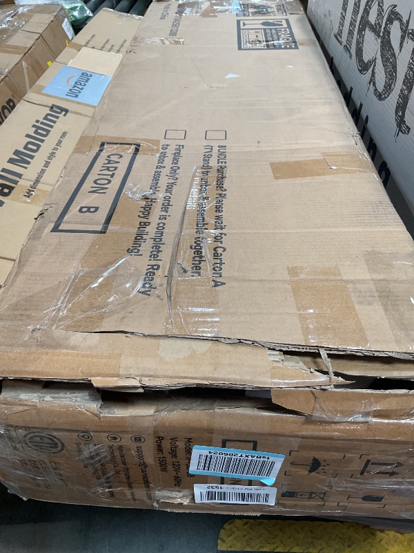 Photo 1 of *** CARTON B ONLY***OneBlis 90" TV Stand for Living Room, Large Entertainment Center & Media Console, Fits TVs up to 100", Storage Cabinet with Shelves, 50" Electric Fireplace