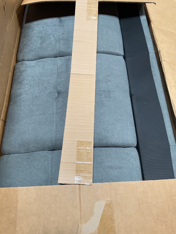 Photo 1 of *** LEFT SOFA ONLY ***GlasFlength L-Shaped Sectional Sofa with Ottoman, Right-Facing Modern Microfiber Couch for Living Room, Bedroom, Office, Gray-Blue
