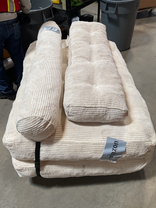 Photo 1 of *** MINOR DAMAGE, DIRTY FROM TRANSPORT ***MAXYOYO Folding Sofa Bed, Convertible Sleeper Chair with Pilow Foldable Matress with Back Support, Portable Fold Out Chair Bed Comfy Floor Sofa Lounge for Living Room Bedroom, Beige, Double