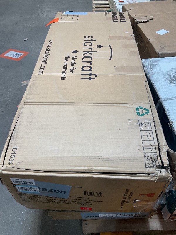 Photo 1 of *** USED, UNKNOWN MISSING PARTS ***Storkcraft Modern 6 Drawer Double Dresser (White with Vintage Driftwood) – GREENGUARD Gold Certified, Modern Double Dresser for Nursery and Kids Bedroom, Wide Dresser Organizer for Children’s Bedroom