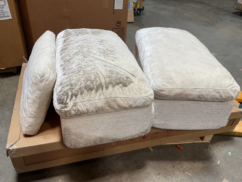 Photo 1 of *** MINOR DAMAGE, DIRTY FROM TRANSPORT, MIDDLE SOFA, TWO OTTOMANS***Vamcheer Modular Sectional Cloud Couch - Utra Soft U Shaped Couch with 2 Movable Ottoman, Deep Seat Boneless Couches for Living Room Bedroom, No Assembly Required, Beige