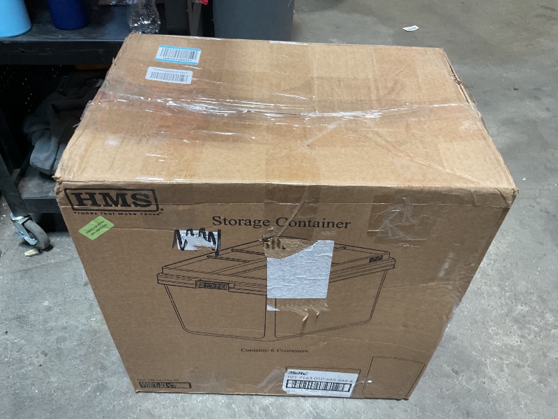 Photo 1 of *** TWO ONLY ***Hefty 72 Quart Hi-Rise Storage Bin with Lid, Stackable Plastic Container Tote for Home, Office, and Classroom Organization, 6 Pack, Smoke Blue