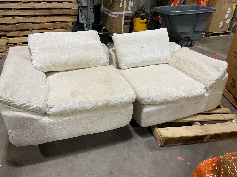 Photo 1 of *** USED, MAJOR DAMAGE, DIRTY FROM TRANSPORT, LEFT AND RIGHT SOFA ONLY***Vamcheer Modular Sectional Cloud Couch - Utra Soft U Shaped Couch with 2 Movable Ottoman, Deep Seat Boneless Couches for Living Room Bedroom, No Assembly Required, Beige