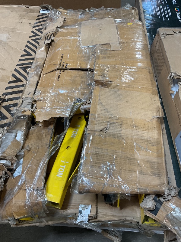 Photo 1 of *** USED, UNKNOWN MISSING HARDWARE/PARTS***2-Ton Folding Engine Hoist Cherry Picker 4400 Lb Capacity Hydraulic Shop Crane with Telescoping Boom 6 Caster Wheels for Automotive Repair Garage Use Includes Hitch and Storage Stand Yellow