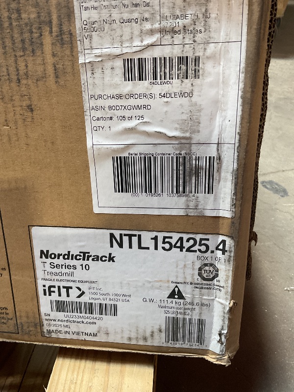 Photo 1 of ***POSSIBLY FOR PARTS/ MISSING HARDWARE AND ASSEMBLY PIECES*** NordicTrack T Series 10 Treadmill with 10" Tilting Touchscreen and Compact Design