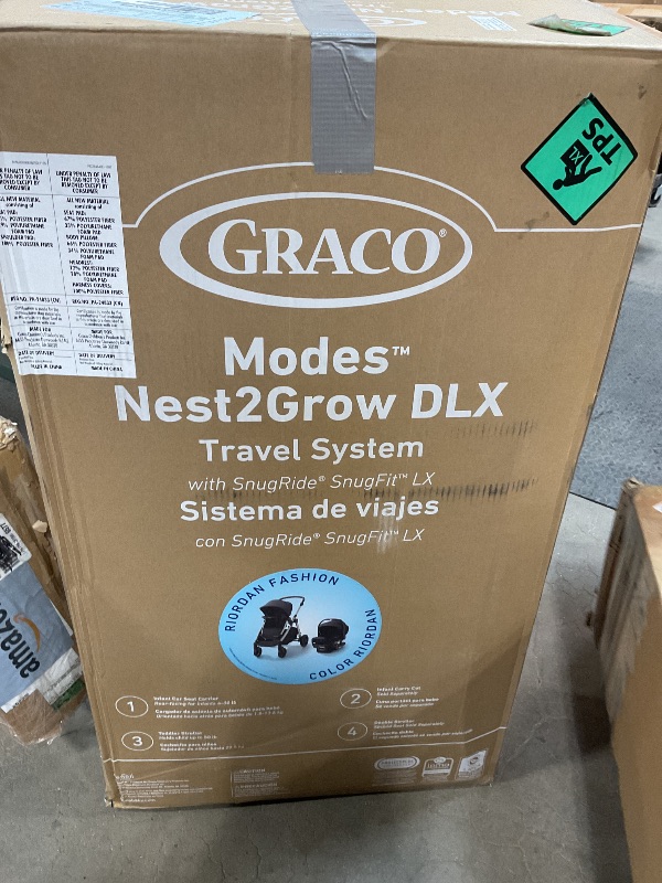 Photo 1 of **POSSIBLY FOR PARTS / REAR WHEEL AXEL DAMAGED CAUSING 1 OF THE WHELS TO STICK OUT AT AN ANGLE*** Graco Mode Nest2Grow DLX Travel System, 4-in1 Carseat Stroller Combo, 4 Modes of Use Capability from Infant Car Seat Carrier to Double Stroller, Includes Snu