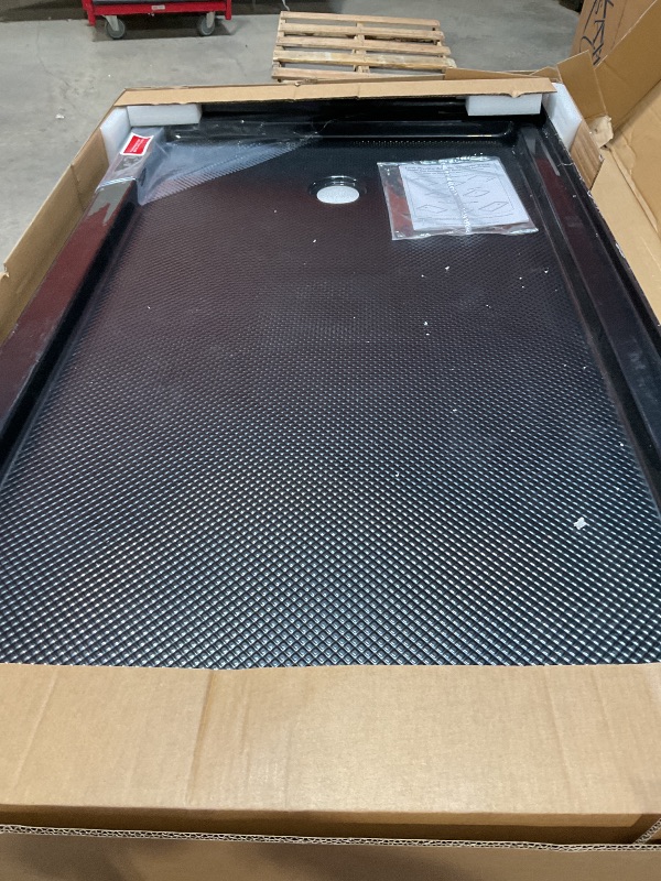 Photo 1 of **FOR PARTS ONLY DAMAGED (CRACKED CORNER)** DreamLine SlimLine 36 in. D x 60 in. W x 2 3/4 in. H Left Drain Single Threshold Shower Base in Black, DLT-1136601-88