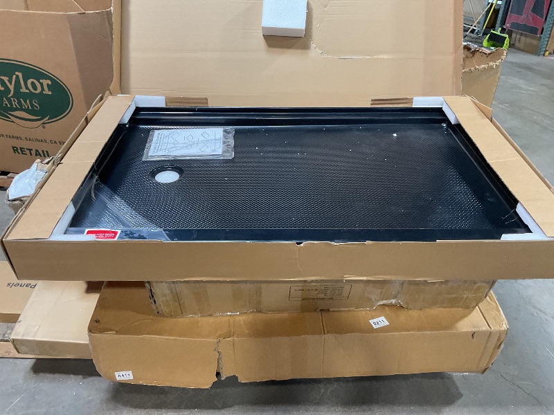 Photo 1 of **FOR PARTS ONLY DAMAGED (CRACKED CORNER)** DreamLine SlimLine 36 in. D x 60 in. W x 2 3/4 in. H Left Drain Single Threshold Shower Base in Black, DLT-1136601-88
