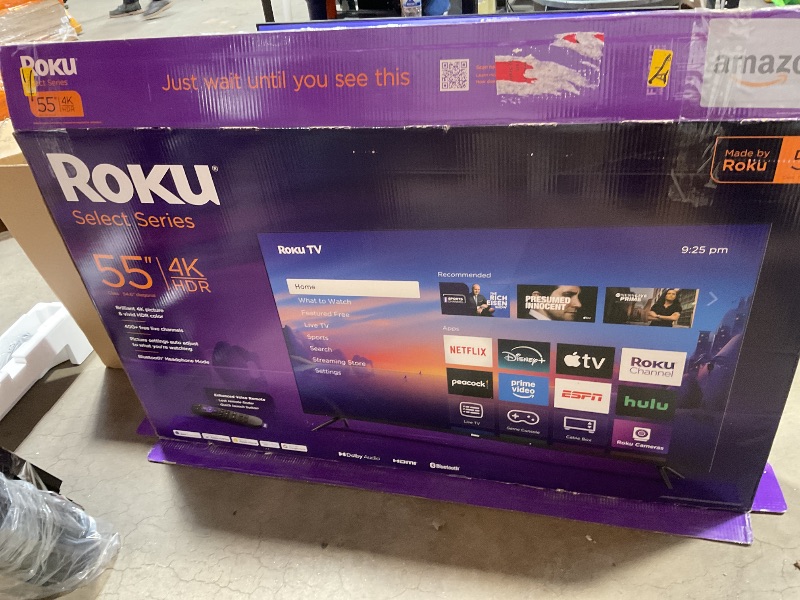 Photo 1 of *** MINOR DAMAGE ***Roku Smart TV 2025 – 55-Inch Select Series, 4K HDR TV – Roku TV with Enhanced Voice Remote – Flat Screen LED Television with Wi-Fi for Streaming Live Local News, Sports, Family Entertainment
