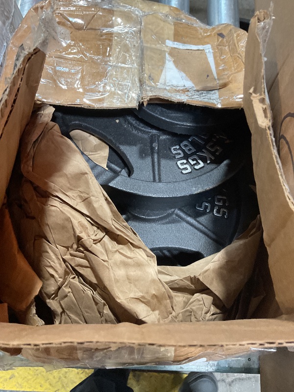 Photo 1 of ***THE BAR IS MISSING***   Fitvids Barbell Weight Set, Cast Iron 1" Standard Weight Plates Including 5FT Bar & Star Locks, Style #3, Black