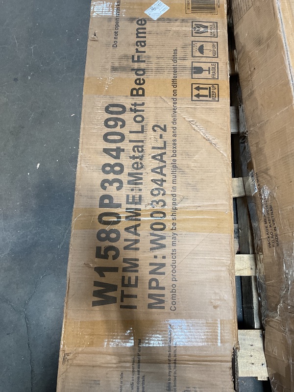 Photo 1 of *** BOX 2 ONLY ***Bellemave Queen Loft Bed Frame with Storage Stairs, Beside Shelf & Wardrobe, Metal Queen Size Loft Bed with USB Ports&LED Light, Large Under-Bed Space Loft Beds for Adults,Teens, Kids, Black Natural