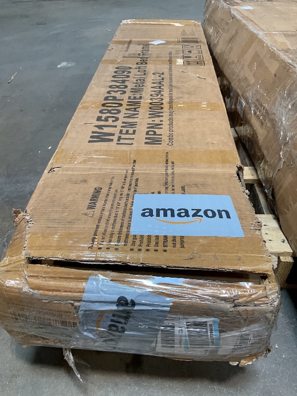 Photo 1 of *** BOX 2 ONLY ***Bellemave Queen Loft Bed Frame with Storage Stairs, Beside Shelf & Wardrobe, Metal Queen Size Loft Bed with USB Ports&LED Light, Large Under-Bed Space Loft Beds for Adults,Teens, Kids, Black Natural