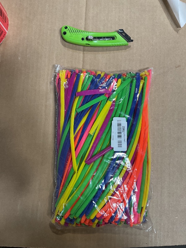 Photo 1 of 200 Pieces Neon Glow Blacklight Reactive Fluorescent Long Twisting Balloons for DIY Animals Twisting Glow Party Birthday Party Decoration