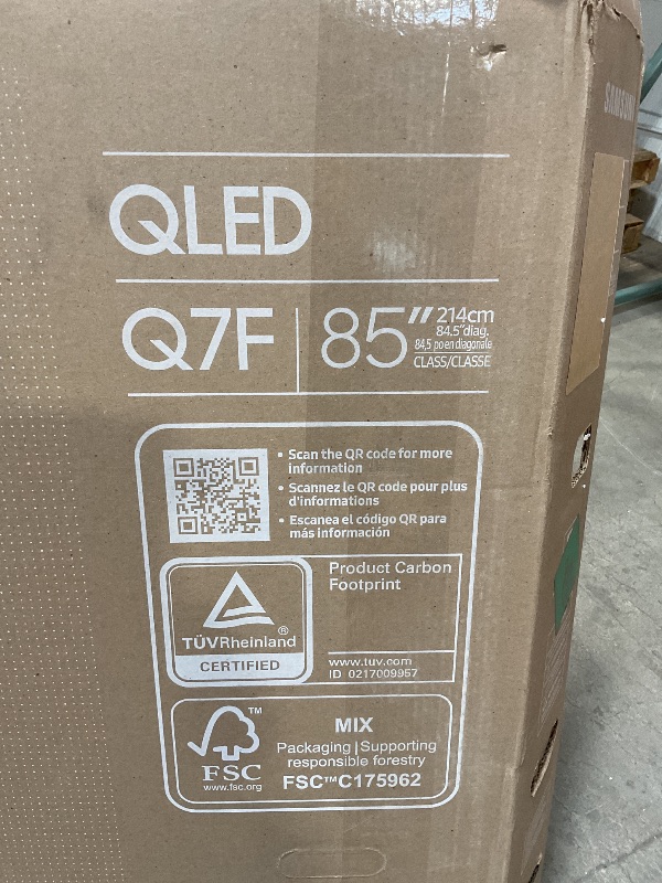 Photo 1 of *** MINOR DAMAGE ***Samsung 85-Inch Class QLED Q7F Series Samsung Vision AI Smart TV (2025 Model, 85Q7F) Quantum HDR, Object Tracking Sound Lite, Q4 AI Gen1 Processor, 4K upscaling, Gaming Hub, Alexa Built-in