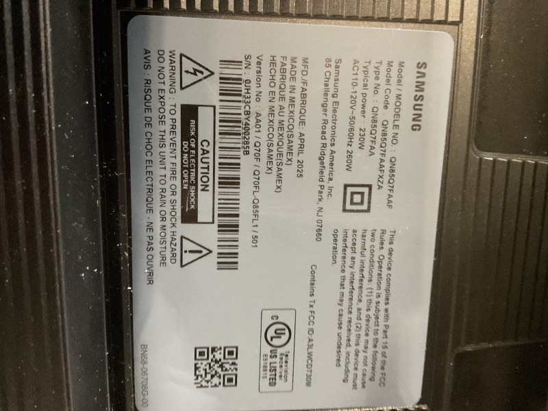 Photo 1 of *** MINOR DAMAGE ***Samsung 85-Inch Class QLED Q7F Series Samsung Vision AI Smart TV (2025 Model, 85Q7F) Quantum HDR, Object Tracking Sound Lite, Q4 AI Gen1 Processor, 4K upscaling, Gaming Hub, Alexa Built-in