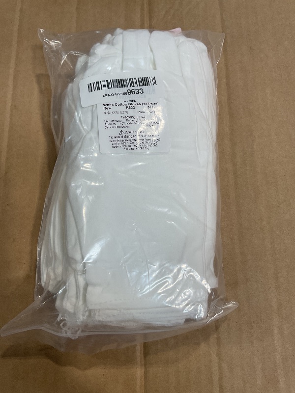 Photo 1 of 12 Pairs White Cotton Gloves for Serving Inspection Costume - Cloth Gloves for Dry Hands Eczema SPA Moisturizing