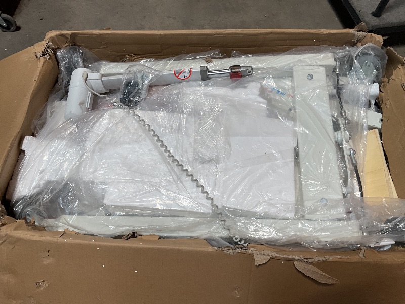 Photo 1 of *** MAJOR DAMAGE/MISSING HARDWARE***Hi-Fortune Patient Lift Electric Unfoldable Hydraulic Body Transfer for Home Use Seniors Easy-Assembly, Battery-Powered, 400lb Weight Capacity with Medium U-Sling, White, 1 Count (Pack of 1)