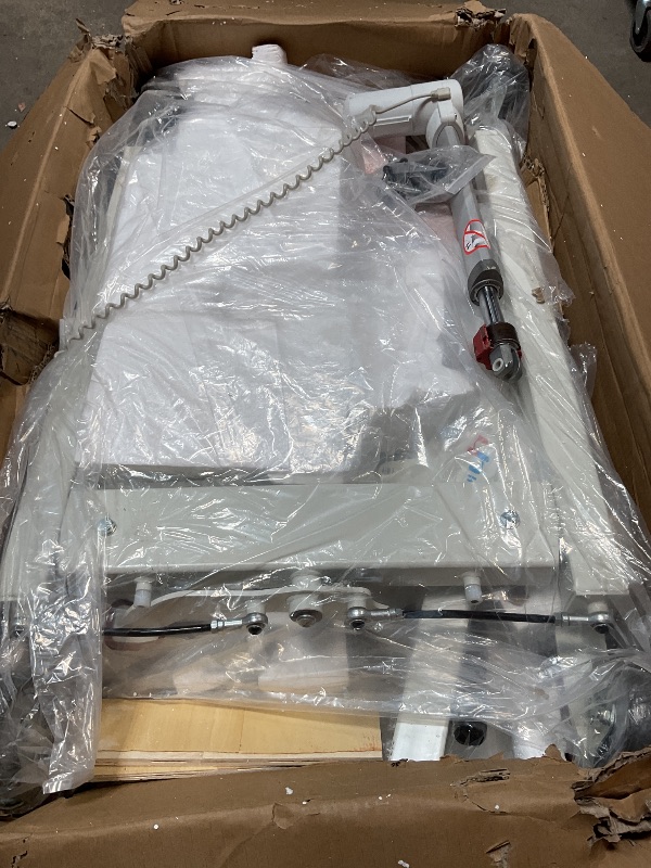 Photo 1 of *** MAJOR DAMAGE/MISSING HARDWARE***Hi-Fortune Patient Lift Electric Unfoldable Hydraulic Body Transfer for Home Use Seniors Easy-Assembly, Battery-Powered, 400lb Weight Capacity with Medium U-Sling, White, 1 Count (Pack of 1)