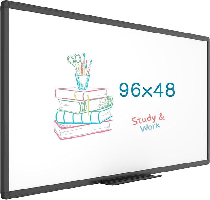 Photo 1 of *** MINOR DAMAGE ***VIZ-PRO Magnetic Dry Erase White Board, 96 X 48 Inches, Black Aluminium Frame