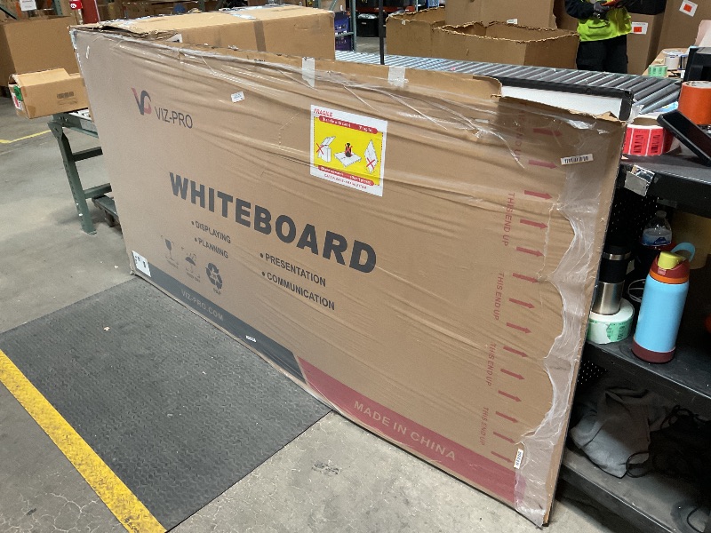 Photo 1 of *** MINOR DAMAGE ***VIZ-PRO Magnetic Dry Erase White Board, 96 X 48 Inches, Black Aluminium Frame