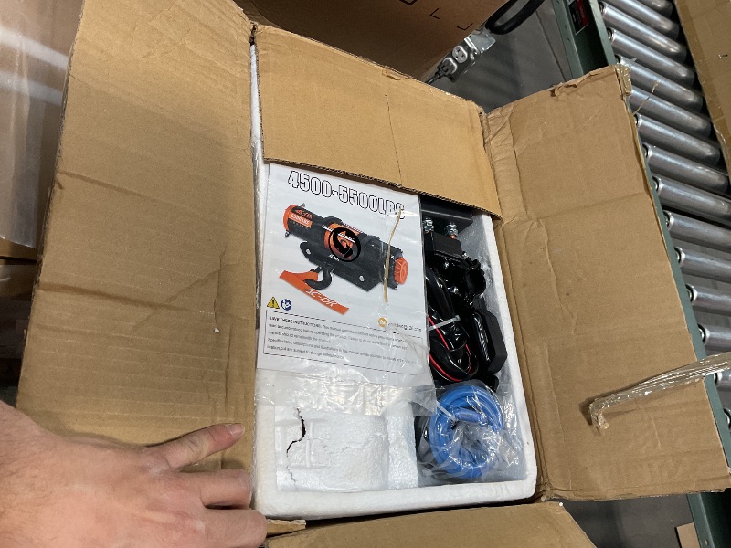 Photo 1 of **FOR PARTS DAMAGED** AC-DK 4500 lb ATV Winch Synthetic Rope Kits,12V Winch with Wireless Remote for Off Road Trailer Towing Winches,Waterproof Winch with Mounting Plate and Wired Remote (4500 lb Synthetic Rope)